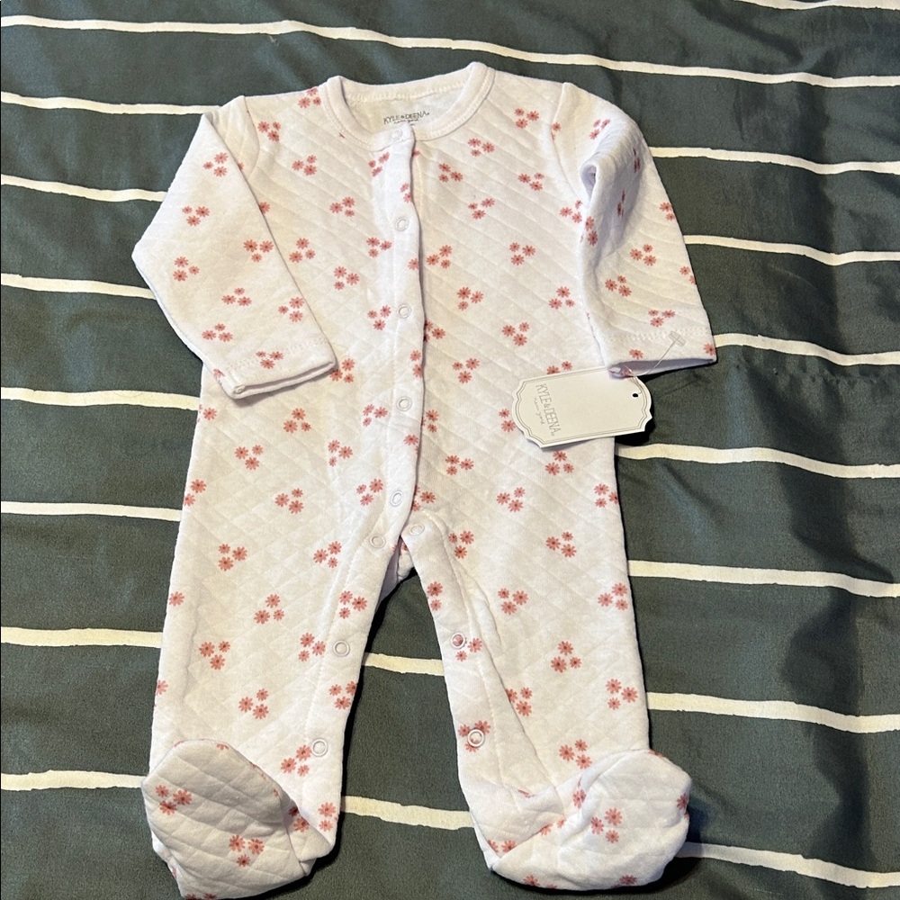 Kyle and Deena White and Pink Floral Footie